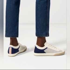 Rothy's The Lace Up Washable Sneaker White/Blue Women's Size 11